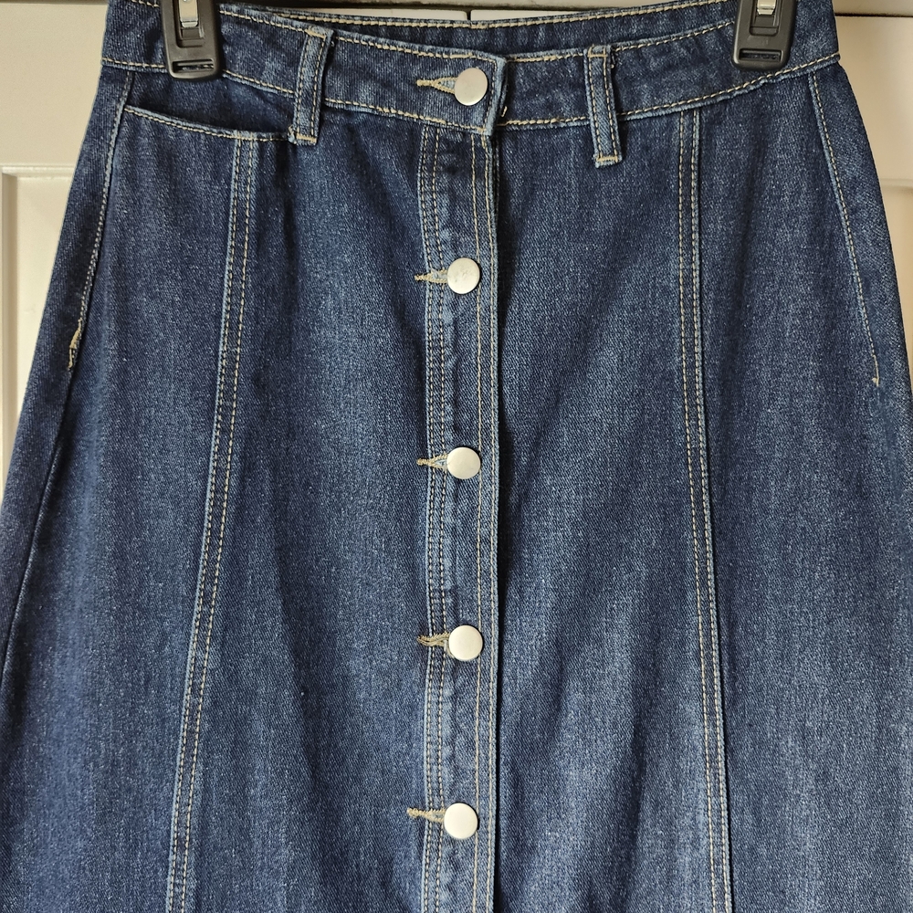 NEW SHEIN Button-Front Denim Maxi Skirt - Picture 2 of 3